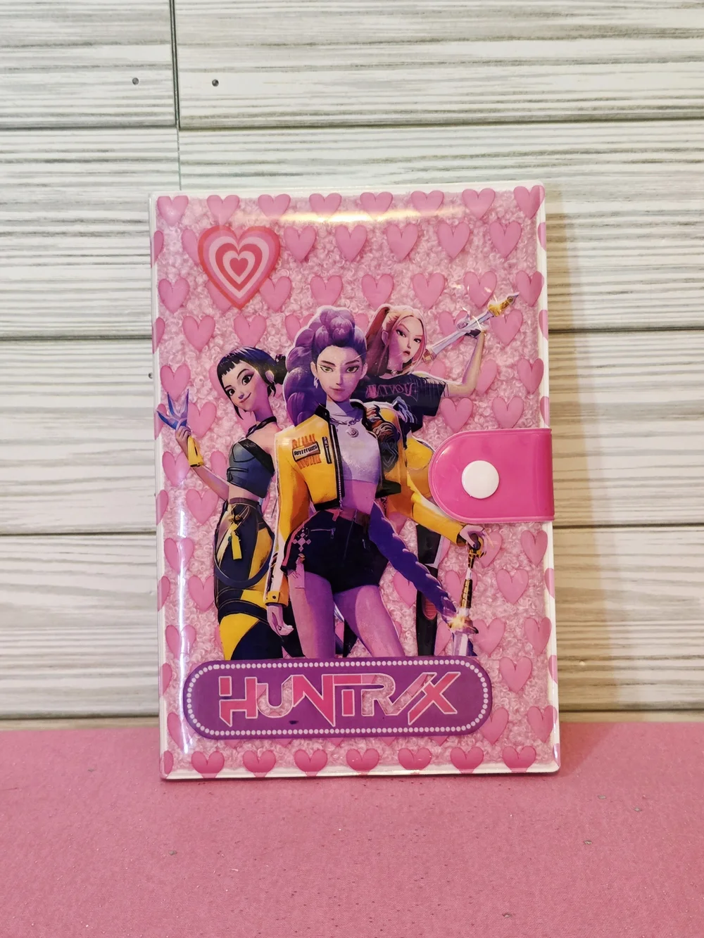 Kpop Demon Hunters Huntrix Girls Super Soft Squishy Cover Button Closed Notebook